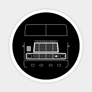 International Harvester 9670 cabover classic truck outline graphic (white) Magnet